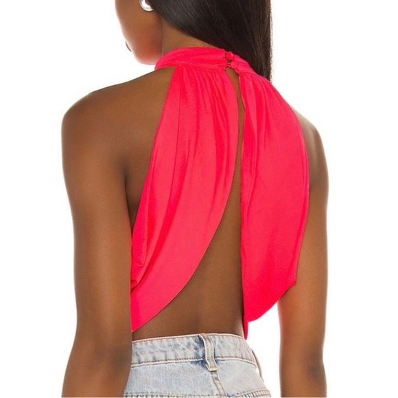 🔥SEXY🔥NWOT Neon Hot Pink Superdown Open Back Crop Top Sz M Medium - Picture 2 of 11